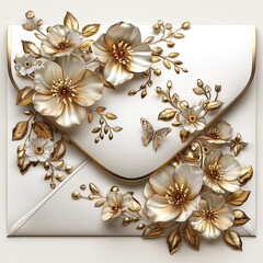 beautiful letter cover decorated with flowers. generative ai