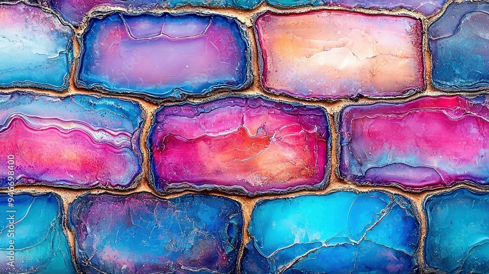 Aufkleber a close-up image of a wall with varying shades of paint and a multitude of irregularly shaped patter