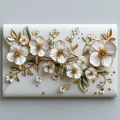 beautiful letter cover decorated with flowers. generative ai