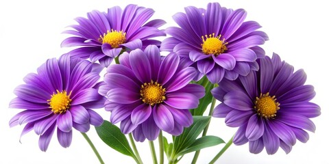 Fototapeta premium Close-up of a Bouquet of Purple Flowers with Yellow Centers, Flower Photography, Purple Flowers, Close-up Photography