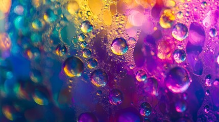 Colorful bubbles on a vibrant, abstract background create a mesmerizing visual effect.
