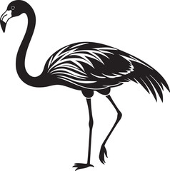 A flamingo full body silhouette vector on white background.