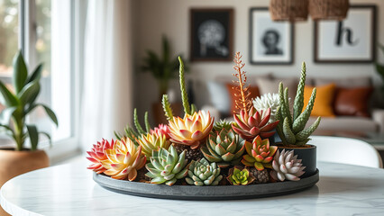 Succulent on a Living Room Table	