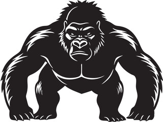 A gorilla silhouette vector on white background