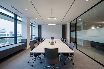 Modern Minimalist Office Space Design with Practical Furniture Solutions and Efficient Equipment