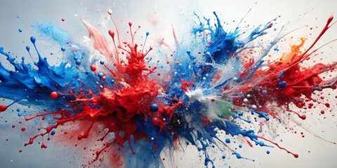 Cosmic Color Explosion Red, Blue, White Splashes, Abstract Art, Painting, Texture ,Color