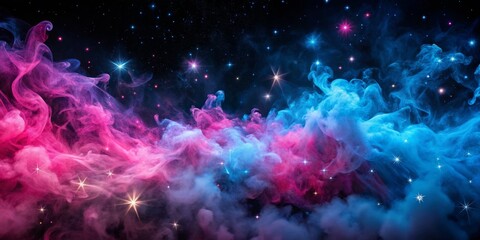 Cosmic Nebula Pink and Blue Smoke with Stars, abstract, nebula, galaxy