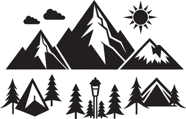 Obraz premium Black mountain vector icon on white background