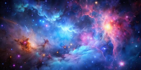 Fototapeta premium Cosmic Nebula with Vibrant Hues and Sparkling Stars, space , nebula , galaxy
