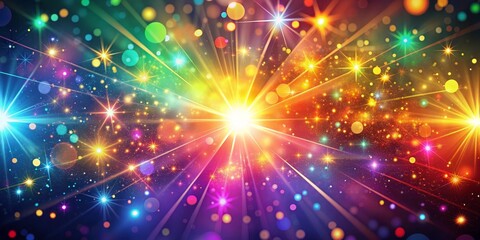 Cosmic Radiance A Digital Composition of Sparkling Stars and Shimmering Lights, Bokeh, Abstract, Glow