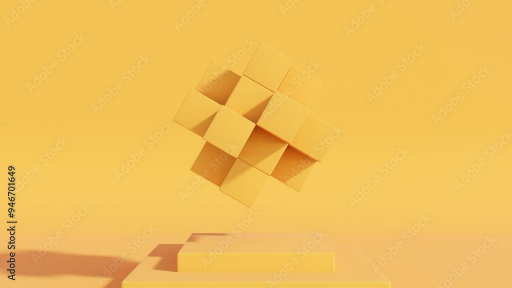 Aufkleber monochrome cubic motion graphic design: seamless 3d animation loop featuring futuristic cubic render