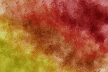 Red orange and yelllow background with watercolor and grunge texture design, colorful textured paper in bright autumn or fall warm sunset colors