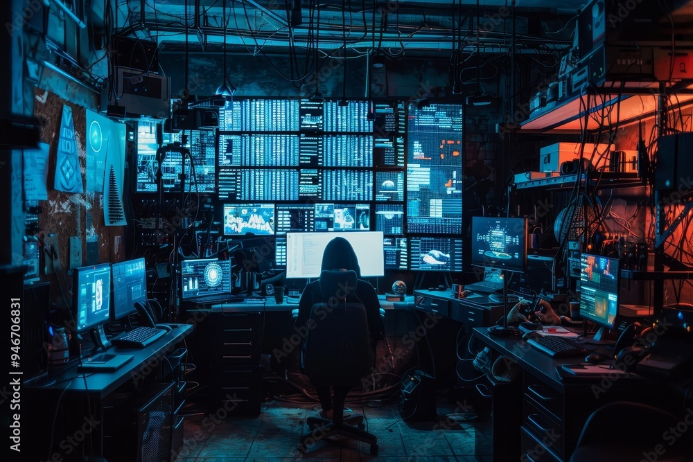 Poster Static-filled screens with hidden messages