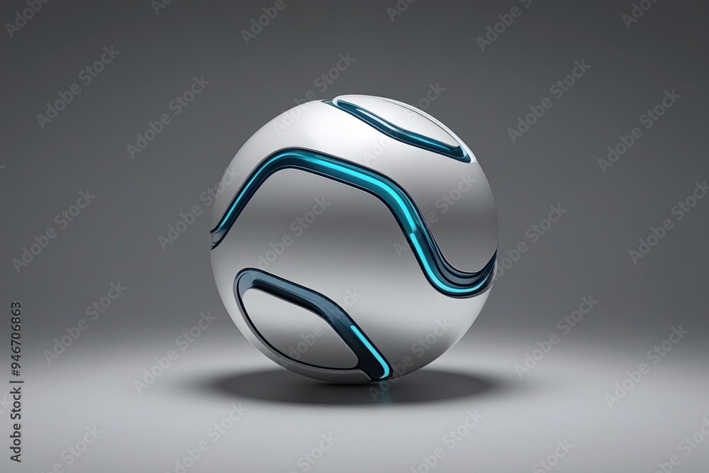 Poster contemporary 3d abstract sphere with smooth curved lines in futuristic technology design