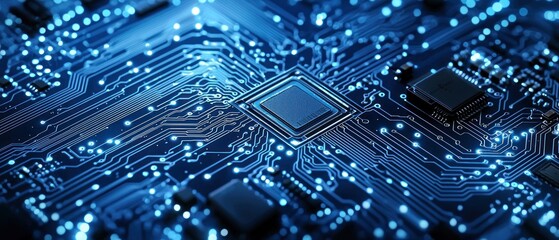 Close-up of a Circuit Board with a Central Processor