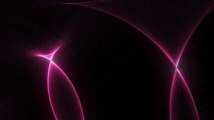 Parallel waves of violet color. Purple symmetrical waves. Smooth movement of liquid smooth copper form. Surface of rose water. Fluorescent linear waves. space. Digital Horizon.