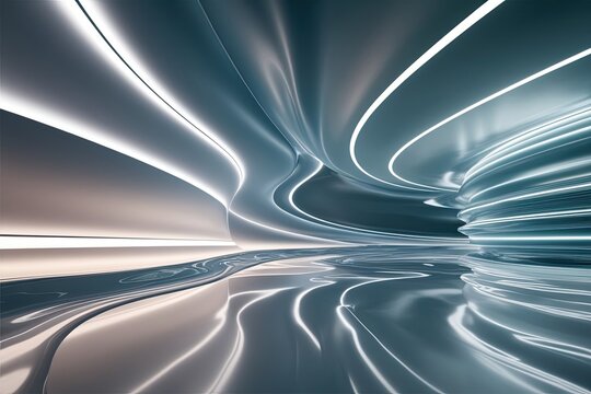 Futuristic Ethereal Three-Dimensional Environment Display with Modern Gradients and Luminous Waves