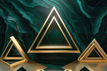 Modern 3D Geometric Triangle Designs on Black Onyx Background