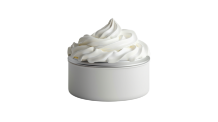 Open blank whipped cream can isolated on white background