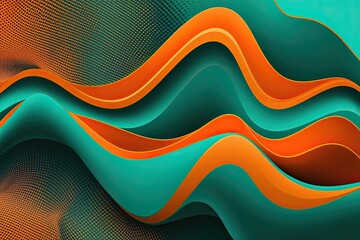 Vibrant Retro Teal and Orange Wave Gradient with Abstract Noise Texture Design