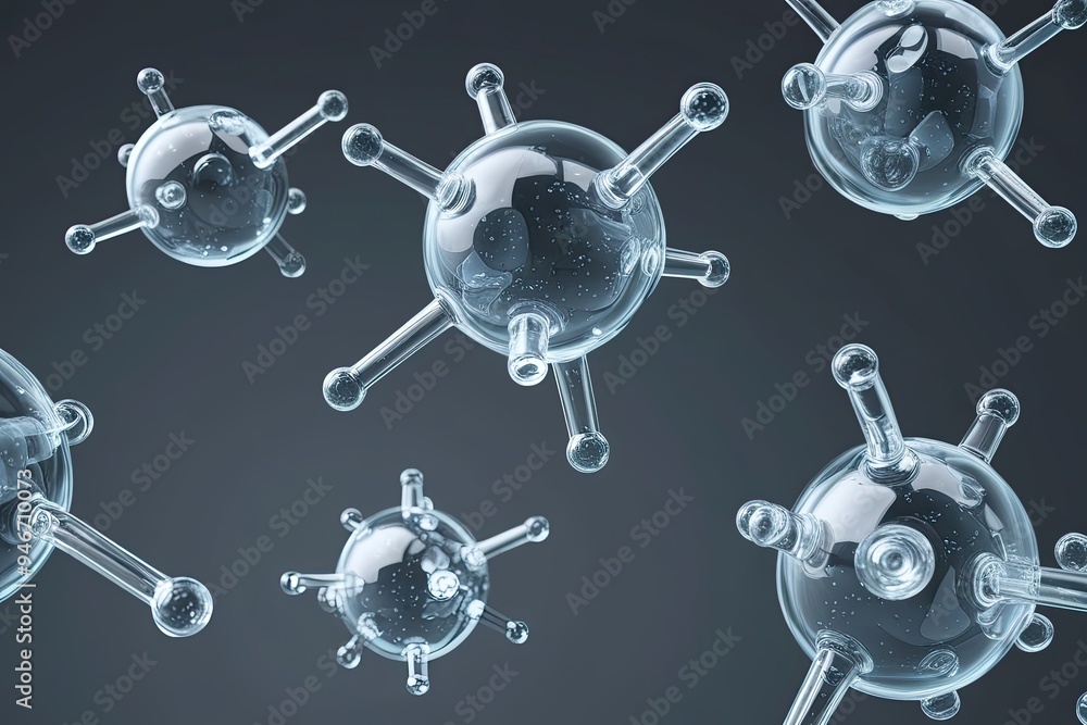 Poster 3d visualization of transparent molecules from multiple angles for healthcare and medical uses