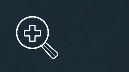 Magnifying glass with medical cross icon.
