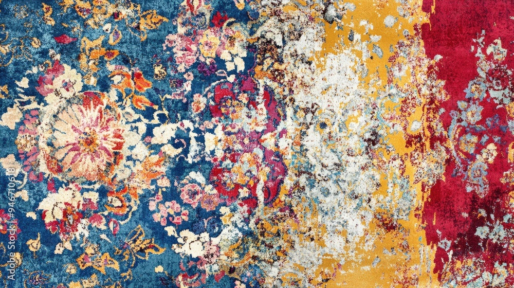 Poster abstract traditional design featuring a multicolored oriental rug pattern suitable for digital print
