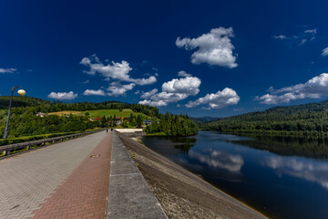 View of the lake and the dam on the Vistula Czarne