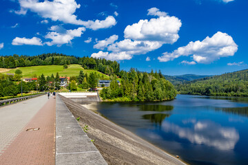 View of the lake and the dam on the Vistula Czarne