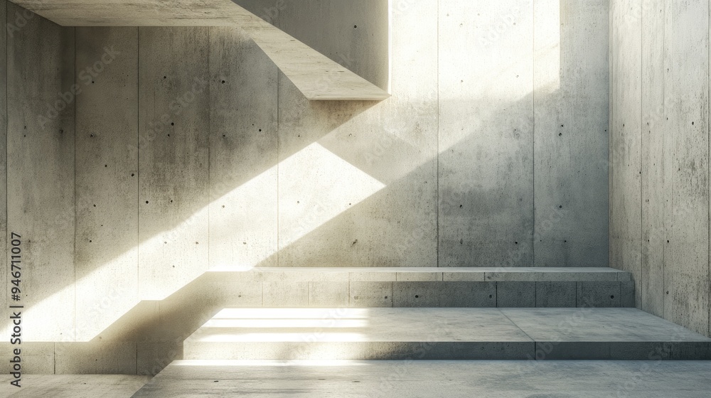 Poster abstract interior showcasing concrete elements featuring an architectural background in 3d illustrat