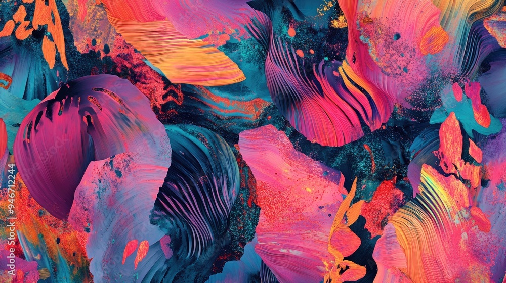 Poster abstract pattern of digital textile prints showcasing unique designs and vibrant colors
