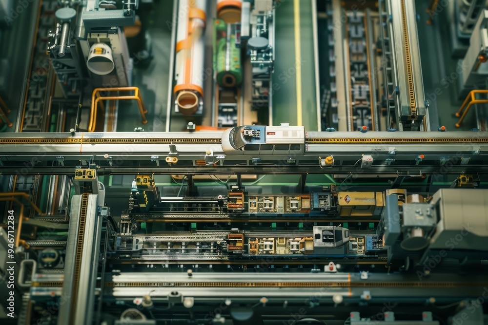 Poster capturing the precision of assembly line machinery
