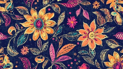 An attractive allover print design suitable for fabric featuring ethnic and floral patterns for women s and men s tops and shirts