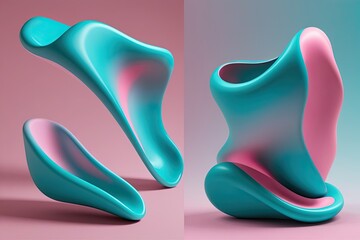 Fototapeta premium Modern 3D Fluid Art Designs in Turquoise and Pink Gradients