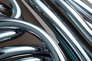 Iridescent Chrome Three Dimensional Flowing Metallic Element Design