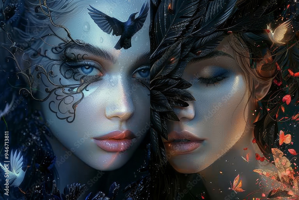 Aufkleber combine elements of two different artistic styles to create a unique image