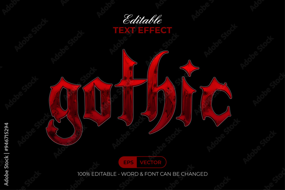 Poster gothic text effect red blood shiny style. editable text effect.