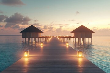 Obraz premium Island retreat: villa on island, a luxurious escape turquoise waters and serene landscapes, comfort meets natural beauty in a private paradise, relaxation and exclusivity