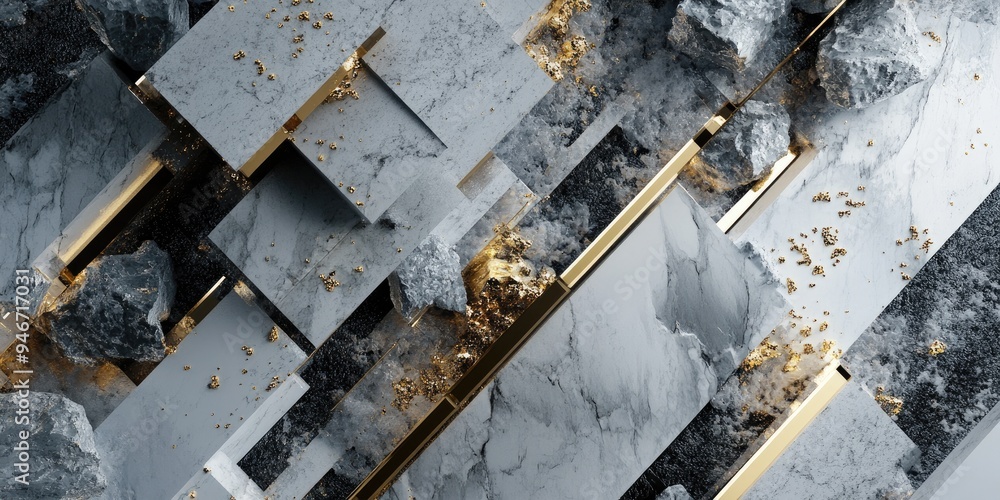 Poster elegant abstract background featuring metallic elements alongside textures resembling stone marble a