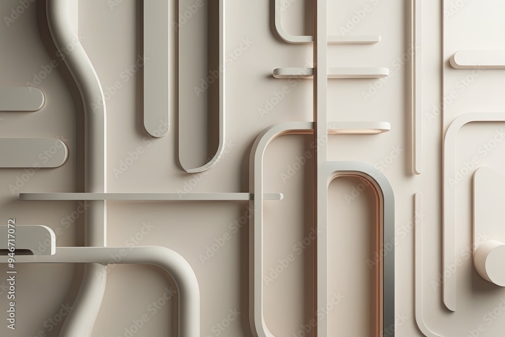 Poster futuristic 3d abstract rounded lines on light background design
