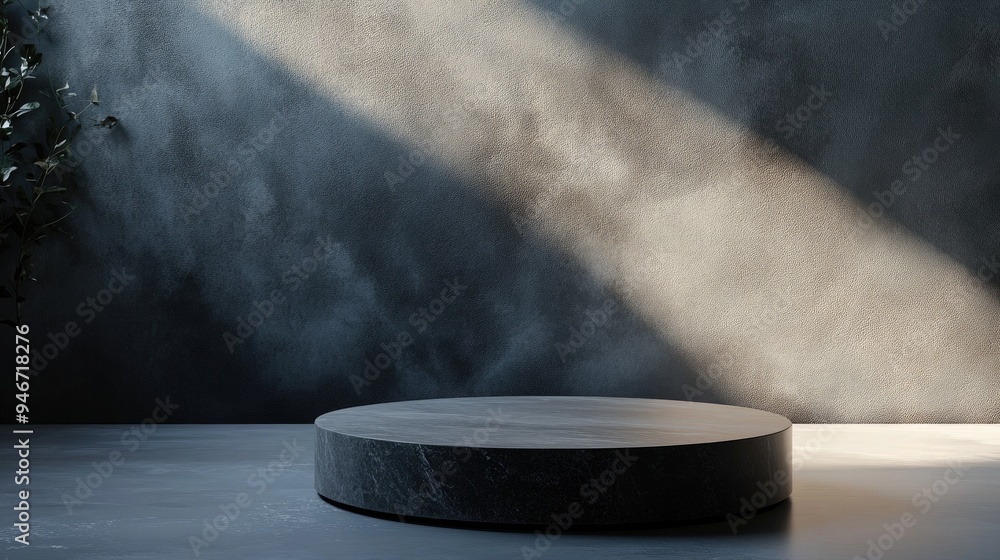 Poster minimalist abstract background featuring a pedestal created through 3d illustration and rendering