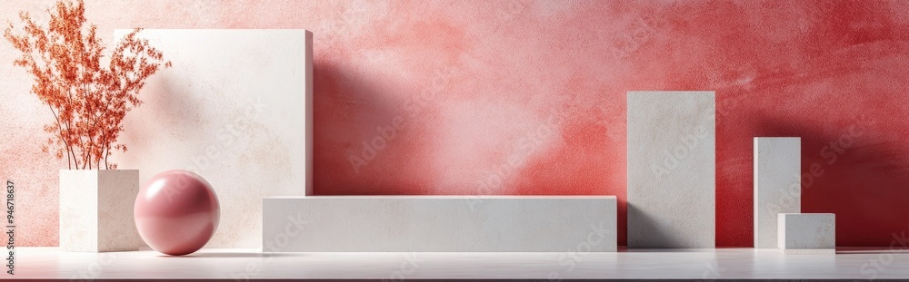 Poster abstract 3d rendering mock up display for product showcasing minimalist design concept geometric bac
