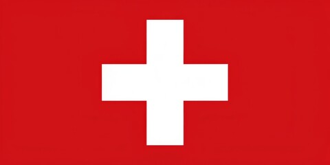 Obraz premium Simple White Cross on Red Background, Switzerland, flag, cross