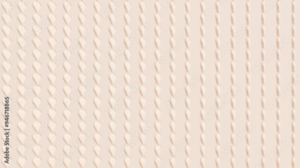 Aufkleber abstract 3d animation with peach-colored heart shapes in animated pattern: modern render, basic geom