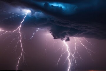 Dynamic Electric Lightning Storm Background with Intense Atmosphere