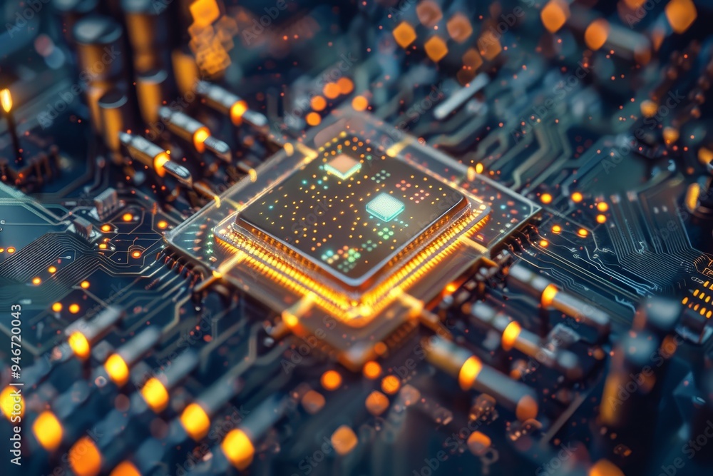 Aufkleber electric circuits power the functionality of microchips