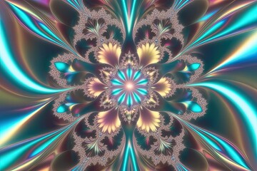 Vibrant Fractal Backgrounds with 3D Effect and Iridescent Gradient Colors