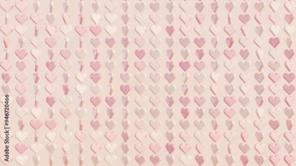 Aufkleber abstract 3d animation with pink heart shapes in animated pattern: modern render, basic geometric sha