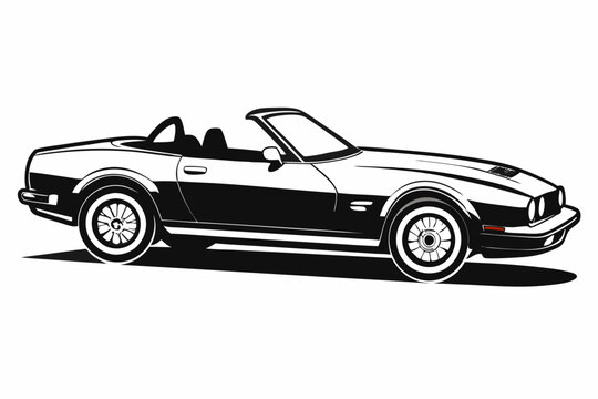black and white convertible car side view clip art preview
