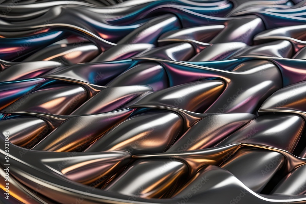 Poster futuristic gradient metallic weave in 3d structure design